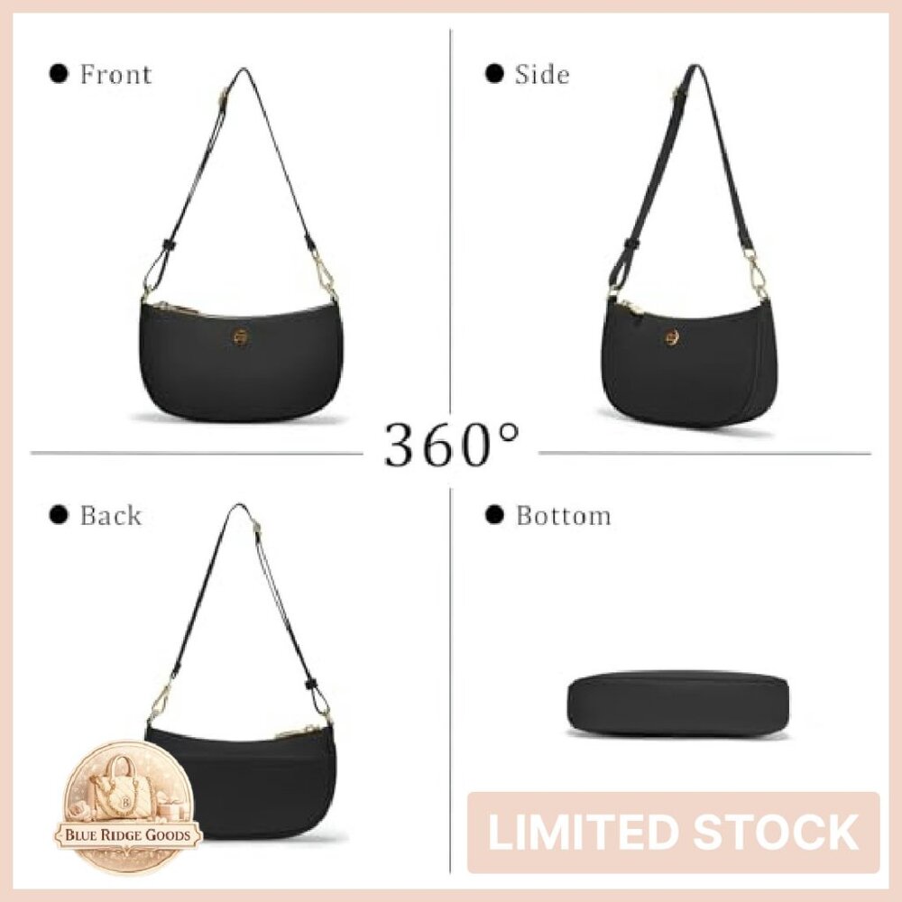 Trendy Crescent Shoulder Bag Nylon Adjustable Strap Chic Minimal Y2K - Picture 6 of 8